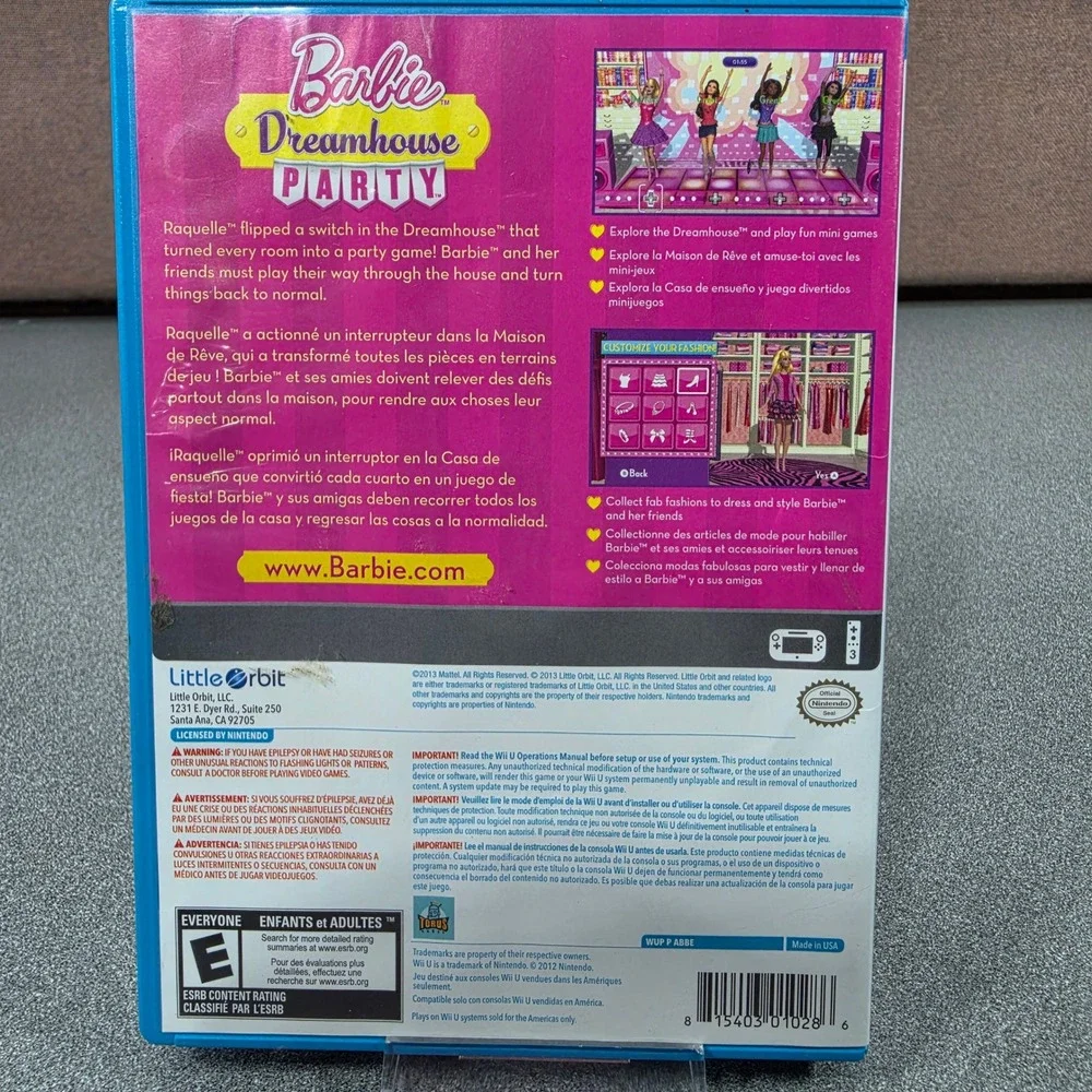 Barbie Dreamhouse Party Nintendo Wii U Kids Pink Good Mini-Games Little Orbit